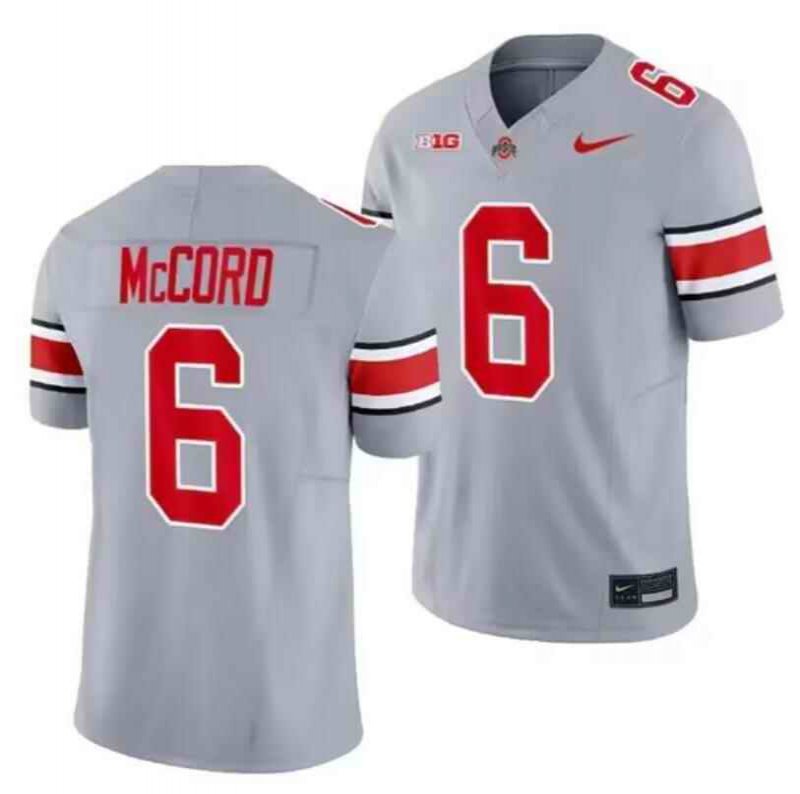 Men's Ohio State Buckeyes Customized Gray Stitched Football Jersey