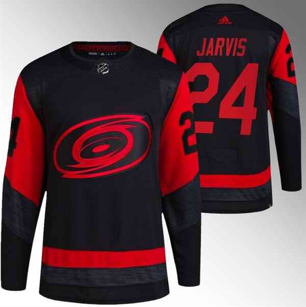 Men's Carolina Hurricanes #24 Seth Jarvis Black Red Stadium Series Breakaway Stitched Jersey