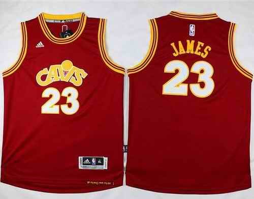 Cavaliers #23 LeBron James Red Wine Alternate Climacool Stitched Youth NBA Jersey