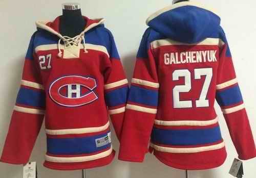 Canadiens #27 Alex Galchenyuk Red Sawyer Hooded Sweatshirt Stitched Youth NHL Jersey