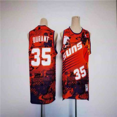 Men's Phoenix Suns #35 Kevin Durant Red Throwback Swingman Stitched Jersey