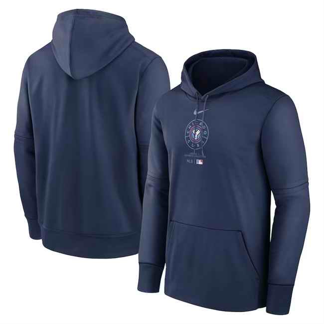 Men's Chicago Cubs Navy Collection Practice Performance Pullover Hoodie