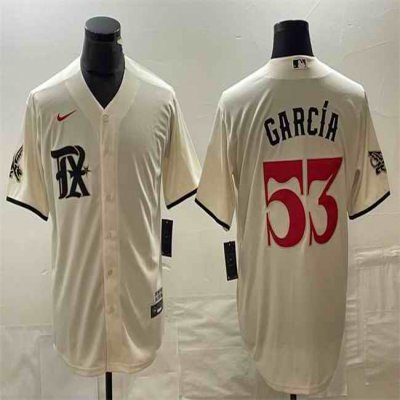 Men's Texas Rangers #53 Adolis Garc'a Cream City Connect Cool Base Stitched Baseball Jersey