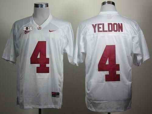 Crimson Tide #4 T.J Yeldon White 2016 College Football Playoff National Championship Patch Stitched NCAA Jersey