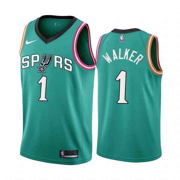 Men's San Antonio Spurs #1 Lonnie Walker 2022/23 Teal City Edition Stitched Jersey