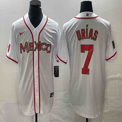 Men's Mexico Baseball #7 Julio Ur'as White 2023 World Baseball Classic Stitched Jersey