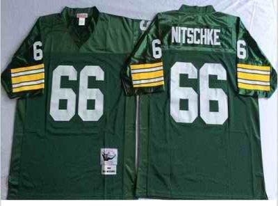 Mitchell And Ness 1966 Packers #66 Ray Nitschke Green Throwback Stitched NFL Jersey