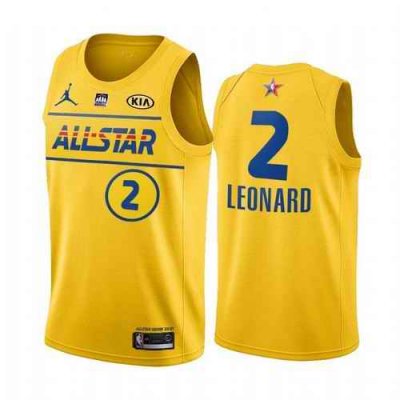 Men's 2021 All-Star Clippers #2 Kawhi Leonard Yellow Western Conference Stitched NBA Jersey