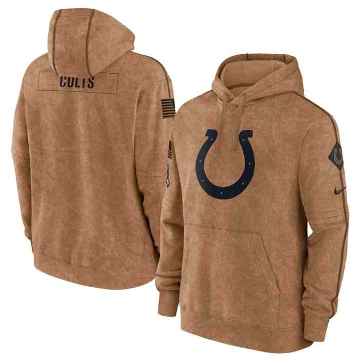 Men's Indianapolis Colts 2023 Brown Salute to Service Pullover Hoodie