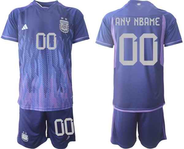 Men's Argentina Custom Purple 2022 FIFA World Cup Away Soccer Jersey Suit