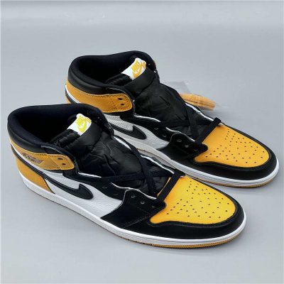 Women's Running Weapon Air Jordan 1 White/Black/Yellow Shoes 0148