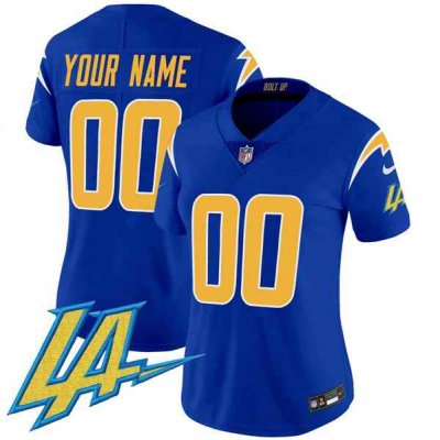 Women's Los Angeles Chargers Customized Royal 2024 V2 Limited Stitched Football Jersey(Run Small)