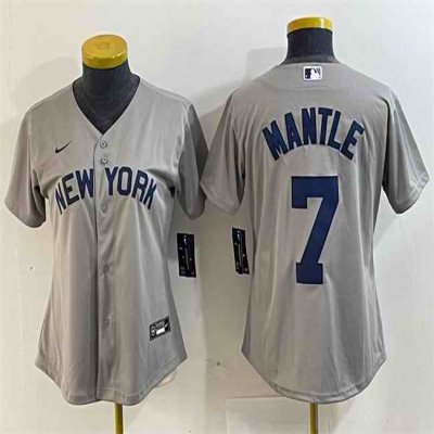 Youth New York Yankees #7 Mickey Mantle Grey Stitched Baseball Jersey