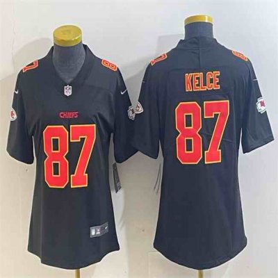 Women's Kansas City Chiefs #87 Travis Kelce Black Vapor Untouchable Limited Stitched Football Jersey(Run Small)