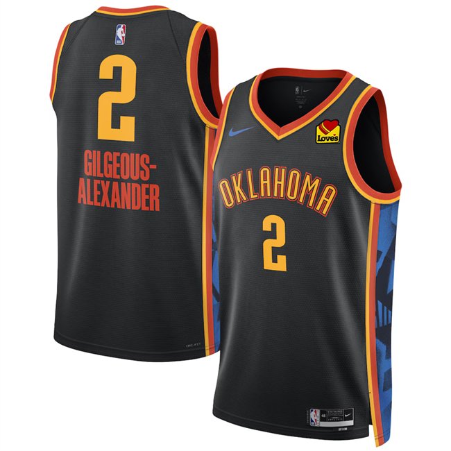 Men's Oklahoma City Thunder #2 Shai Gilgeous-Alexander Black 2024/25 City Edition Stitched Basketball Jersey