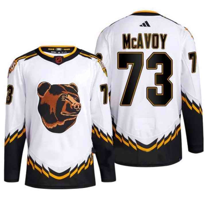 Men's Boston Bruins #73 Charlie McAvoy White 2022-23 Reverse Retro Stitched Jersey