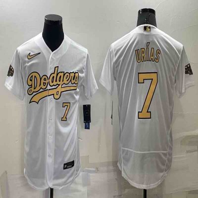 Men's Los Angeles Dodgers #7 Julio Ur'as 2022 All-Star White Flex Base Stitched Baseball Jersey