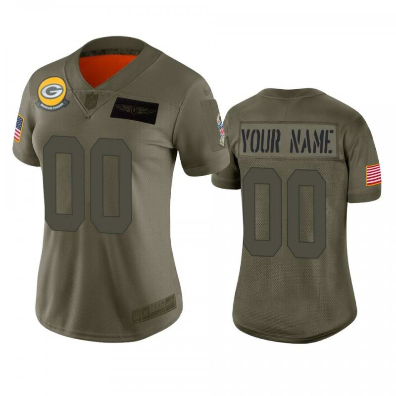 Women's Green Bay Packers Customized 2019 Camo Salute To Service NFL Stitched Limited Jersey(Run Small'