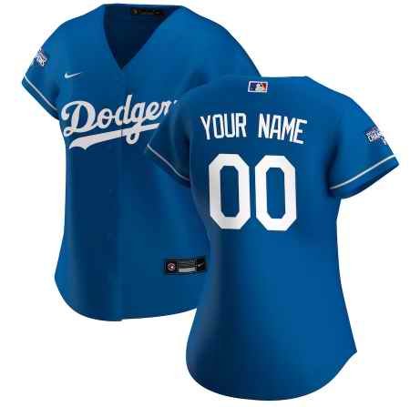 Women's Los Angeles Dodgers ACTIVE PLAYER Custom Royal 2020 World Series Champions Home Patch Stitched Jersey