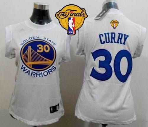 Warriors #30 Stephen Curry White The Finals Patch Women Fashion Stitched NBA Jersey