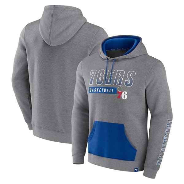 Men's Philadelphia 76ers  Off The Bench Color Block Heathered Gray Pullover Hoodie