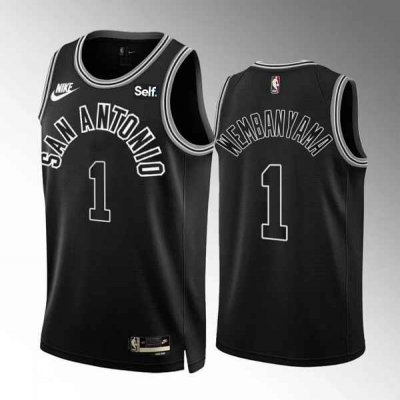 Men's San Antonio Spurs #1 Victor Wembanyama Black 2022/23 Classic Edition Stitched Basketball Jersey