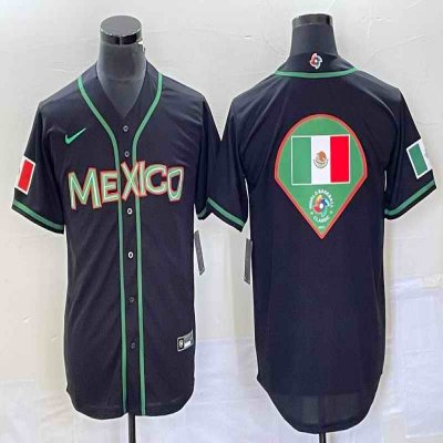 Men's Mexico Baseball 2023 Black World Baseball Classic Team Big Logo Stitched Jersey