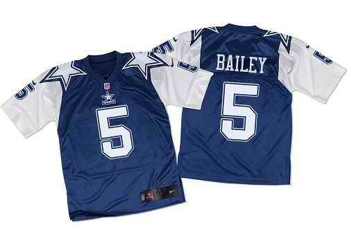 Nike Cowboys #5 Dan Bailey Navy Blue/White Throwback Men's Stitched NFL Elite Jersey