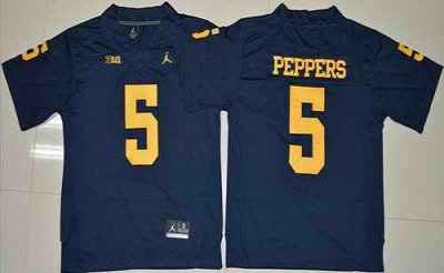 Wolverines #5 Jabrill Peppers Navy Blue Jordan Brand Stitched NCAA Jersey