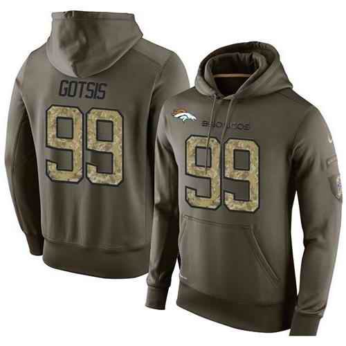 NFL Men's Nike Denver Broncos #99 Adam Gotsis Stitched Green Olive Salute To Service KO Performance Hoodie