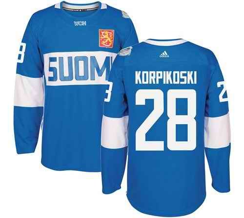 Team Finland #28 Lauri Korpikoski Blue 2016 World Cup Stitched NHL Jersey