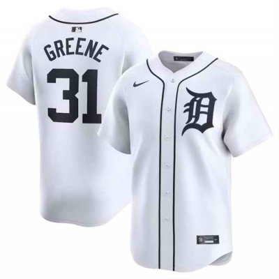 Men's Detroit Tigers #31 Riley Greene White 2024 Home Limited  Stitched Baseball Jersey