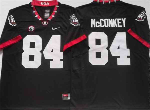 Men's Georgia Bulldogs #84 McCONKEY Black College Football Stitched Jersey