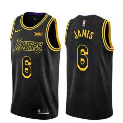 Men's Los Angeles Lakers #6 LeBron James Black Stitched NBA Jersey