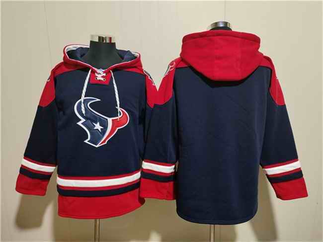 Men's Houston Texans Blank Navy Ageless Must-Have Lace-Up Pullover Hoodie