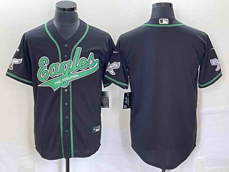 Men's Philadelphia Eagles Blank Black Cool Base Stitched Baseball Jersey