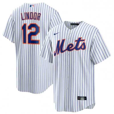 Men's New York Mets #12 Francisco Lindor White Cool Base Stitched Jersey