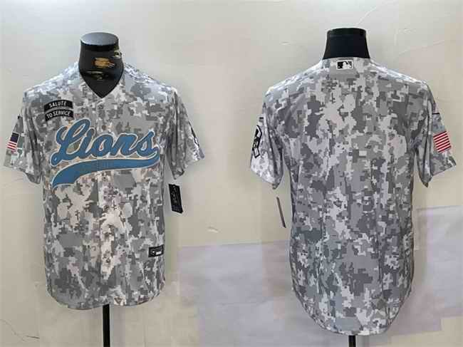 Men's Detroit Lions Blank 2024 Arctic Camo Salute to Service Stitched Baseball Jersey