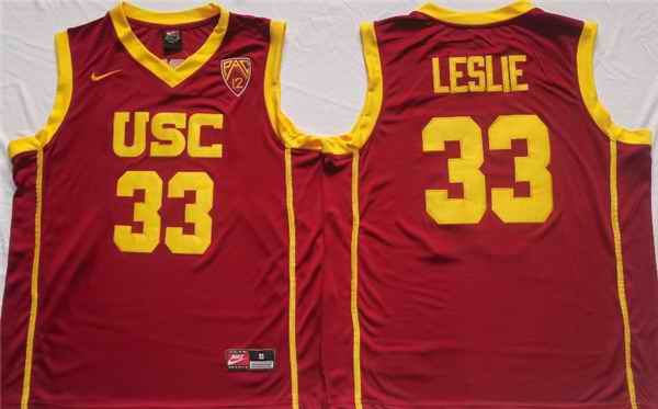 Men's USC Trojans #33 Lisa Leslie Red Stitched Jersey