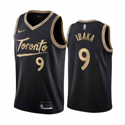 Men's Toronto Raptors #9 Serge Ibaka Black City Edition Stitched Jersey