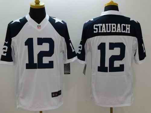 Nike Cowboys #12 Roger Staubach White Thanksgiving Throwback Men's Stitched NFL Limited Jersey