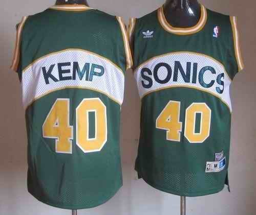 Thunder #40 Shawn Kemp Green SuperSonics Throwback Stitched NBA Jersey