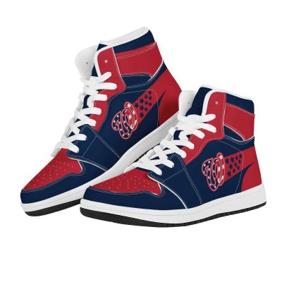 Men's Washington Nationals High Top Leather AJ1 Sneakers 001