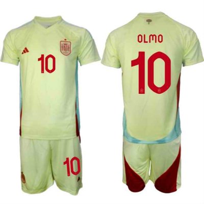 Men's Spain Team #10 Dani Olmo 2024-25 Yellow Away Soccer Jersey Suit