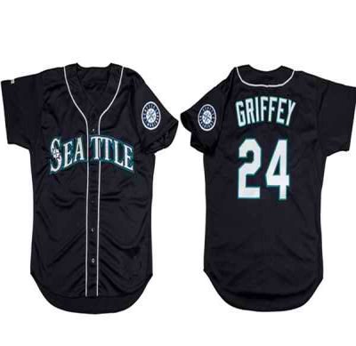 Men's Seattle Mariners #24 Ken Griffey Jr. Black Cool Base Stitched jersey