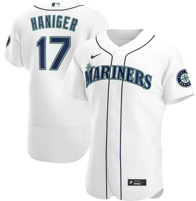 Men's Seattle Mariners #17 Mitch Haniger White Flex Base Stitched jersey