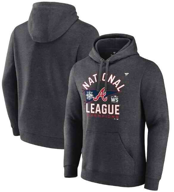 Men's Atlanta Braves 2021 Heathered Charcoal National League Champions Locker Room Pullover Hoodie