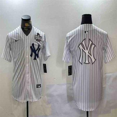 Men's New York Yankees White Team Big Logo 2024 World Series Home Limited Stitched Baseball Jersey