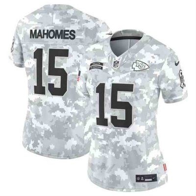 Women's Kansas City Chiefs #15 Patrick Mahomes 2024 F.U.S.E Arctic Camo Salute to Service Limited Stitched Football Jersey(Run Small)