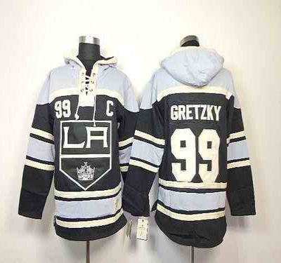 Kings #99 Wayne Gretzky Black Sawyer Hooded Sweatshirt Stitched NHL Jersey